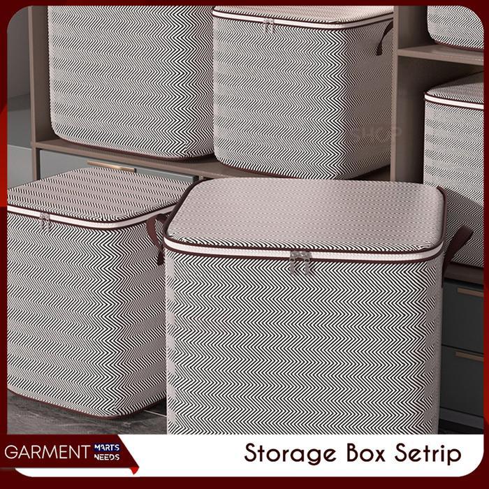 Storage Bag Jumbo Tas Keranjang Penyimpan Selimut Pakaian Lemari Box Organizer Tutup Resleting