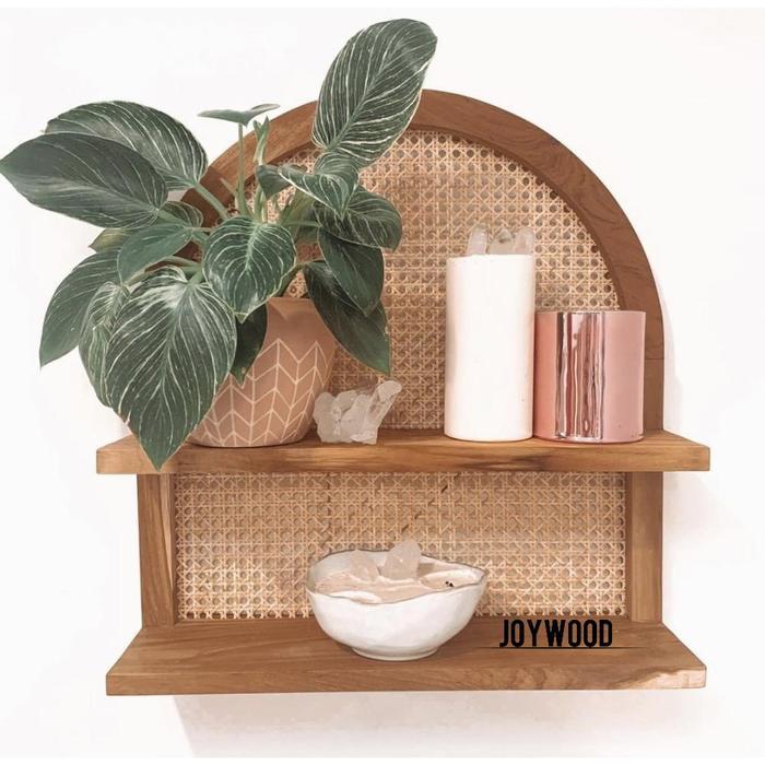 Joywood Rak Estetik/ rak rotan/ rak kayu/ rak gantung/ rak parfum