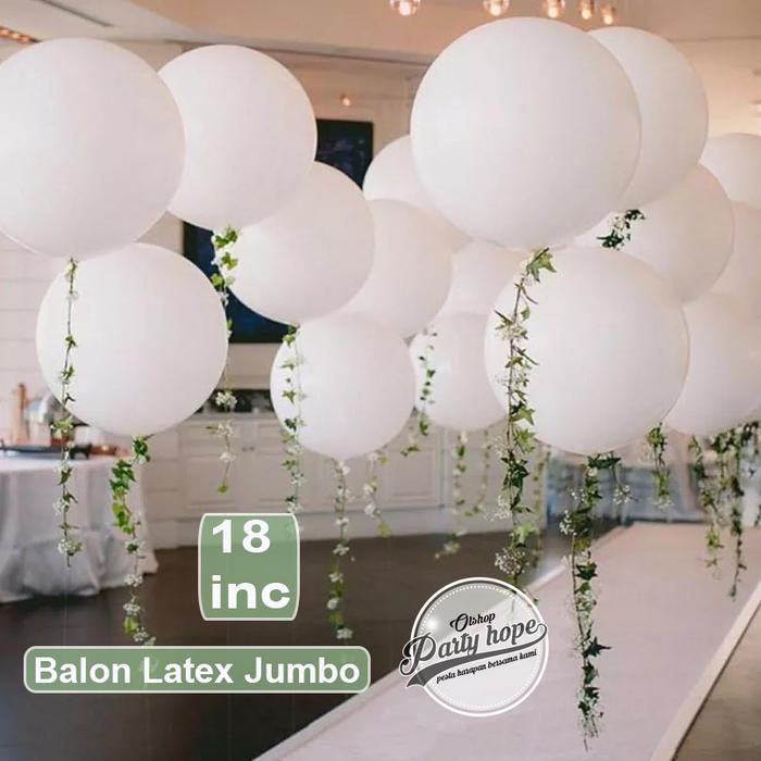 balon latex doff jumbo PUTIH / balon doff dekorasi 18 inch / balon