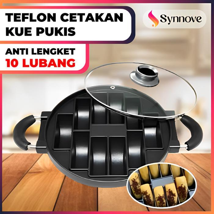 Cetakan Kue Pukis 10 Lubang SET Tutup Kaca Cetakan Kue Pancong Loyang Anti Lengket