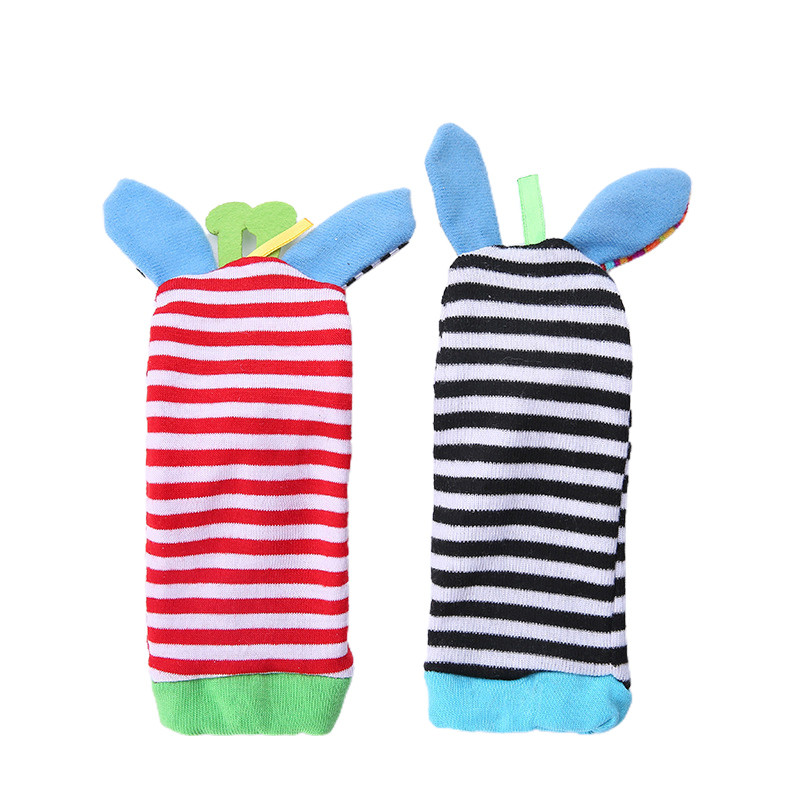 Infant Baby Kids Socks Rattle Toys Animals Wrist Rattle And Socks 0~24 Months
