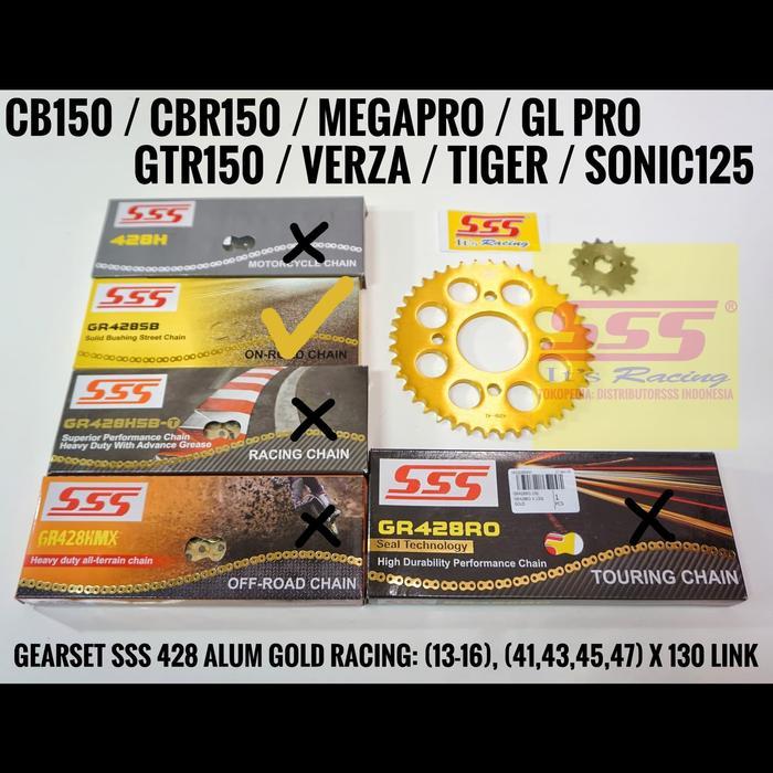 Gearset Sss 428 Cb150 Cbr150 428 Alum Gold 130 Sb Girset Gir Set Gear Set