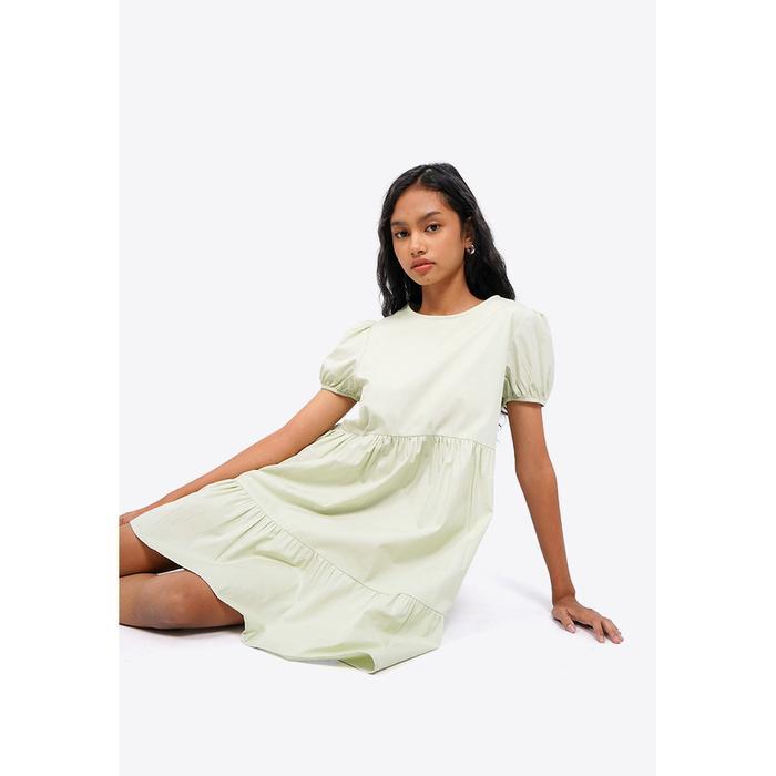 Colorbox Puff Sleeve Tiered Mini Dress I-Diwkey225H073 Green