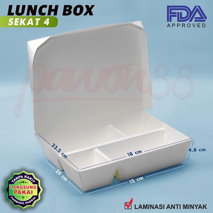 Paper Lunch Box SEKAT 4 - Kotak Bento Sekat 4