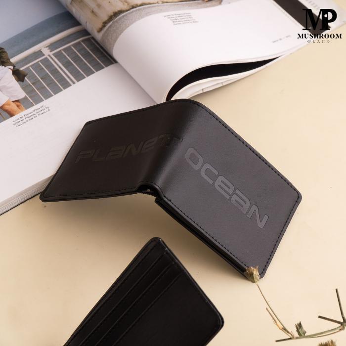 Dompet Minimalis Dompet Lipat Polos Pria Planet Ocean Hitam Original - Po 03