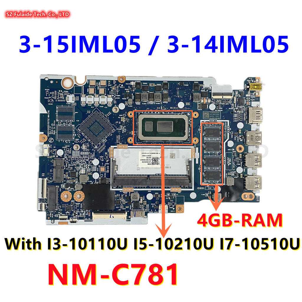 NM-C781 For Lenovo Ideapad 3-15IML05 3-14IML05 Laptop Motherboard 5205U 6405U I3-10110 I5-10210
