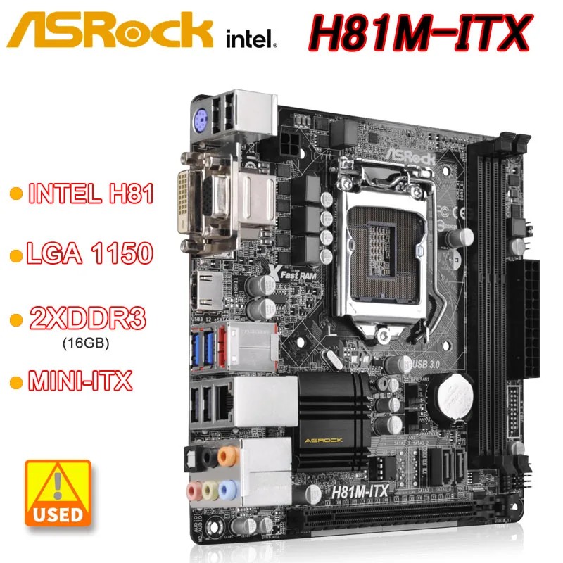 Placa base ASRock H81M-ITX Mini-ITX Intel H81 LGA 1150 DDR3 16GB compatible con i7-4790 i5-4590