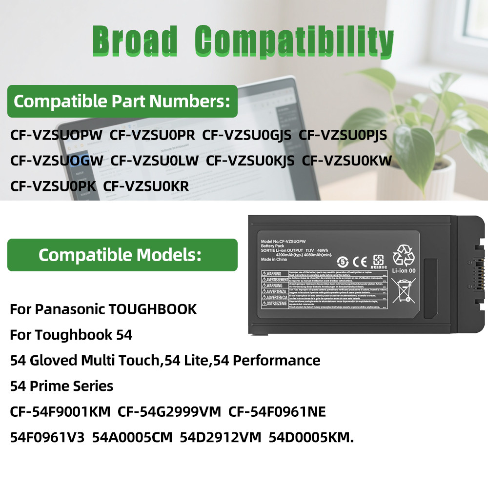 46Wh CF-VZSU0PW Battery for Panasonic TOUGHBOOK CF54 CF-54 MK1 MK2 MK3 Gloved Multi Touch/Lite/