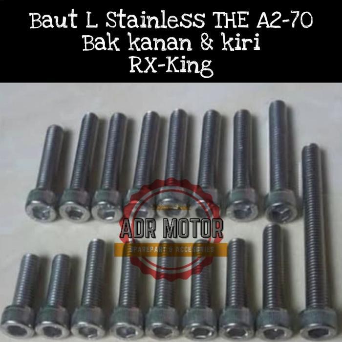 Baut L Stainless cover bak mesin full set kanan kiri RX king