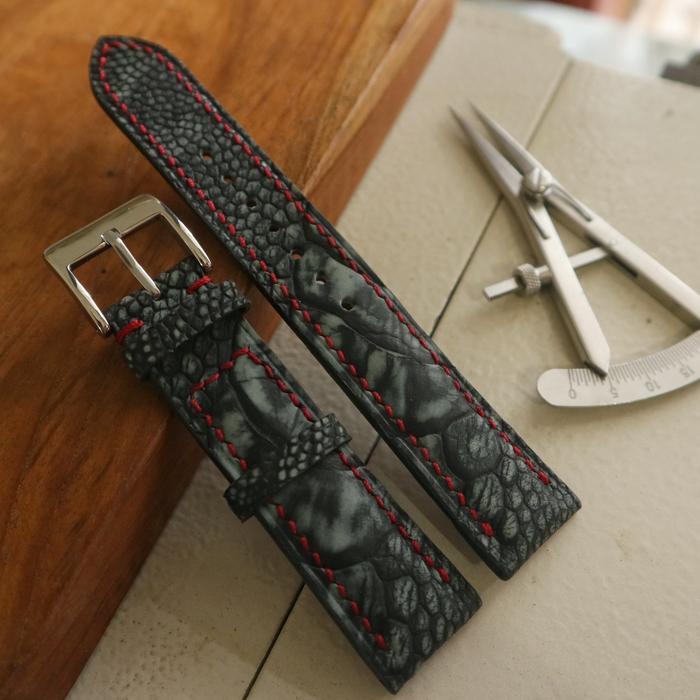ASLI Custom Ostrich Leg Leather Watch strap - Nubuck Black READY STOCK