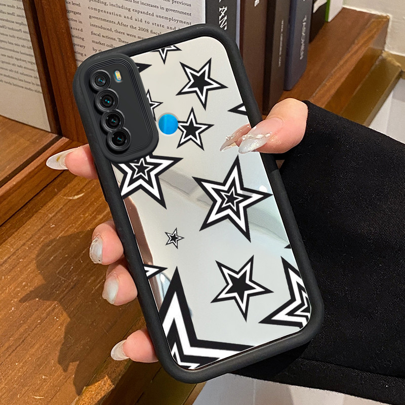 Casing Hp Xiaomi Redmi Note 8 Redmi Note 8T Redmi Note 8 Pro Case Black and white star Cermin Kasing
