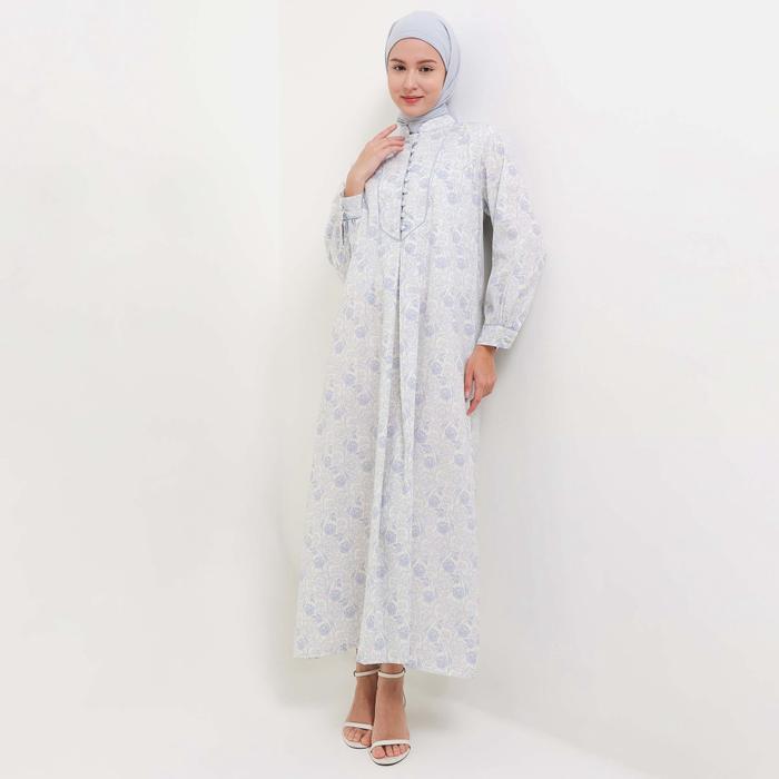 Mfmw Akanni Dress Gamis Abu Motif Bunga