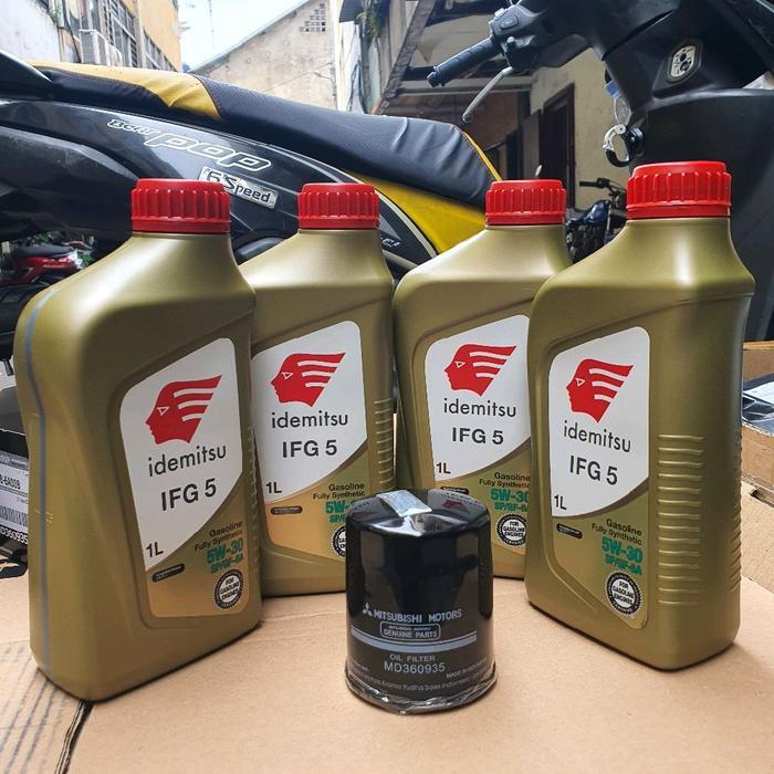 5W-30 Full Synthetic Idemitsu Paket Oli 4Liter + Filter Oli Mitsubishi