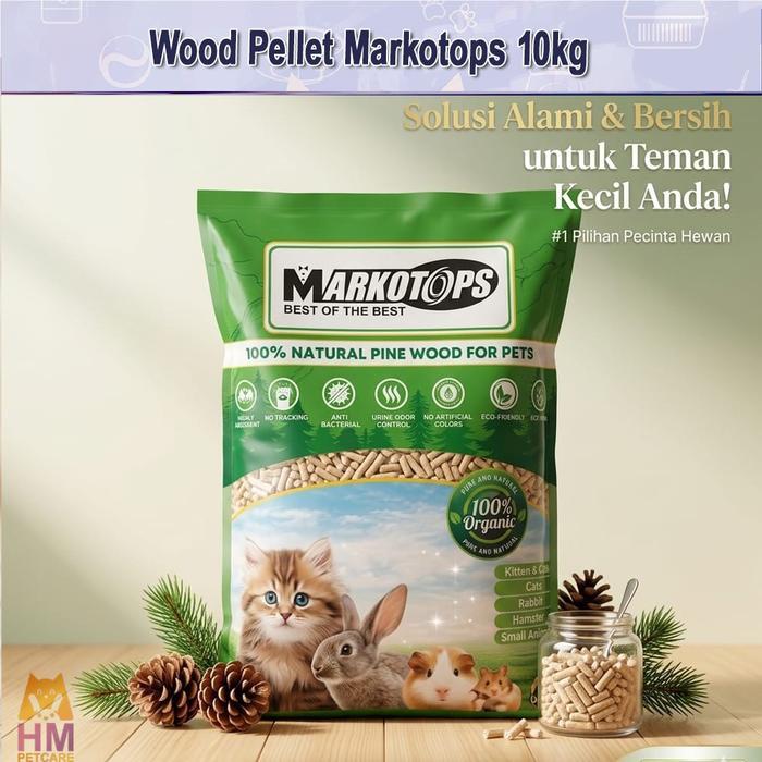 MARKOTOPS NATURAL PINE WOOD 10KG Bedding wood pellet -Pelet Kayu 10 kg