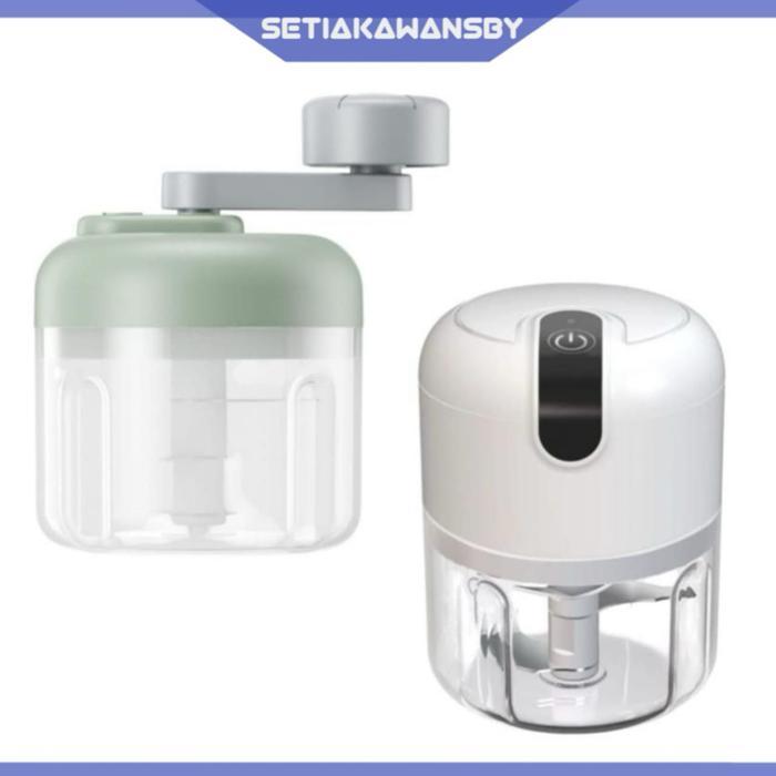 Mini Chopper Blender Portable Gilingan Mini Bumbu Dan Daging Dengan Usb Dan Manual Putar Tangan