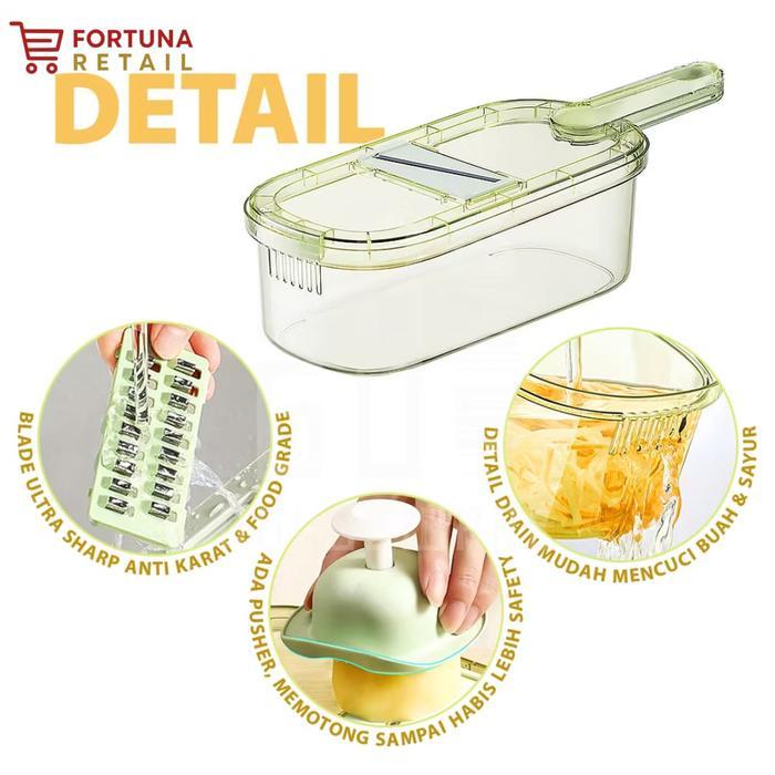 Psb-03/Parutan Sayur Dan Buah 8 In 1 Parutan Serbaguna/Pemotong Sayur Dengan Wadah Premium Stainless