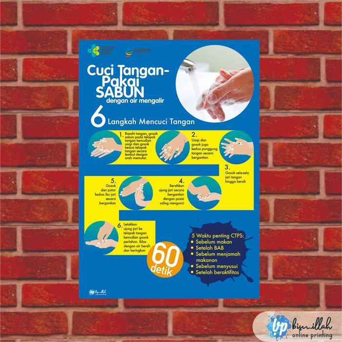 Poster Kebidanan 6 Langkah Cuci Tangan