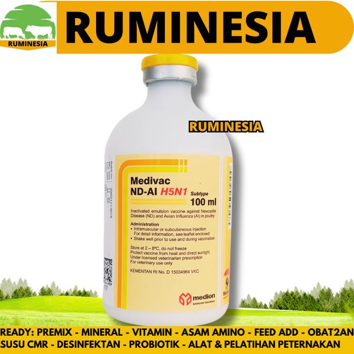 VAKSIN MEDIVAC ND AI H5N1 100ML DOSIS 200 EKOR - Vaksin Ayam Bebek Unggas Tetelo Flu Burung -
