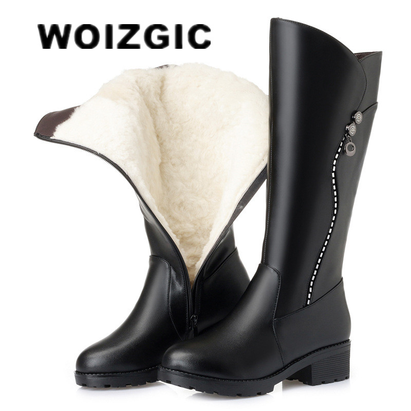 Sepatu Boots Wanita Kulit Asli Platform Berbulu Hangat untuk Musim Dingin dengan Zipper Ukuran 42 da