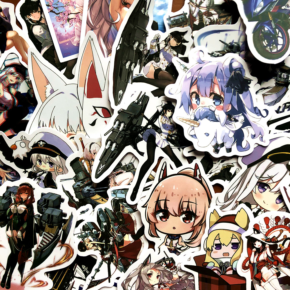50PCS/pack AZUR LANE Anime Classic Sexy Girl Sticker For Laptop Car Motorcycle Bicycle Phone Vinyl S