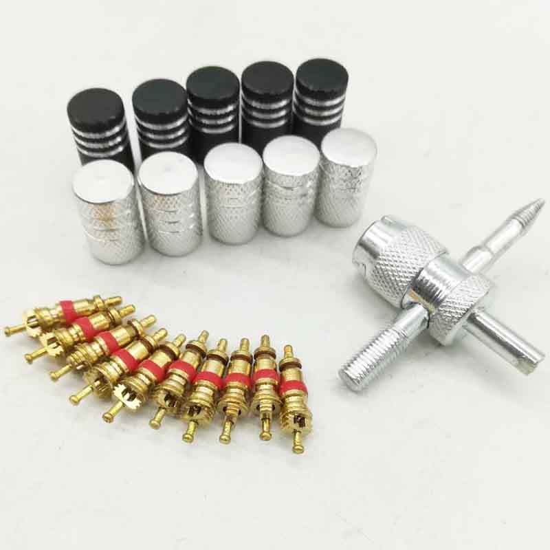 10pcsThe valve cap 10 pieces copper valve core with 4-in-1 tire valve stem removal tool tire repair 