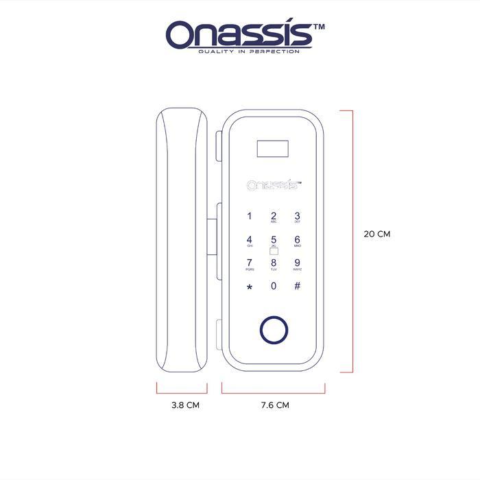 ONASSIS SMART LOCK D81 PRO SMART LOCK UNTUK PINTU KACA DENGAN KUNCI MANUAL & FINGERPRINT,PASSWORD,
