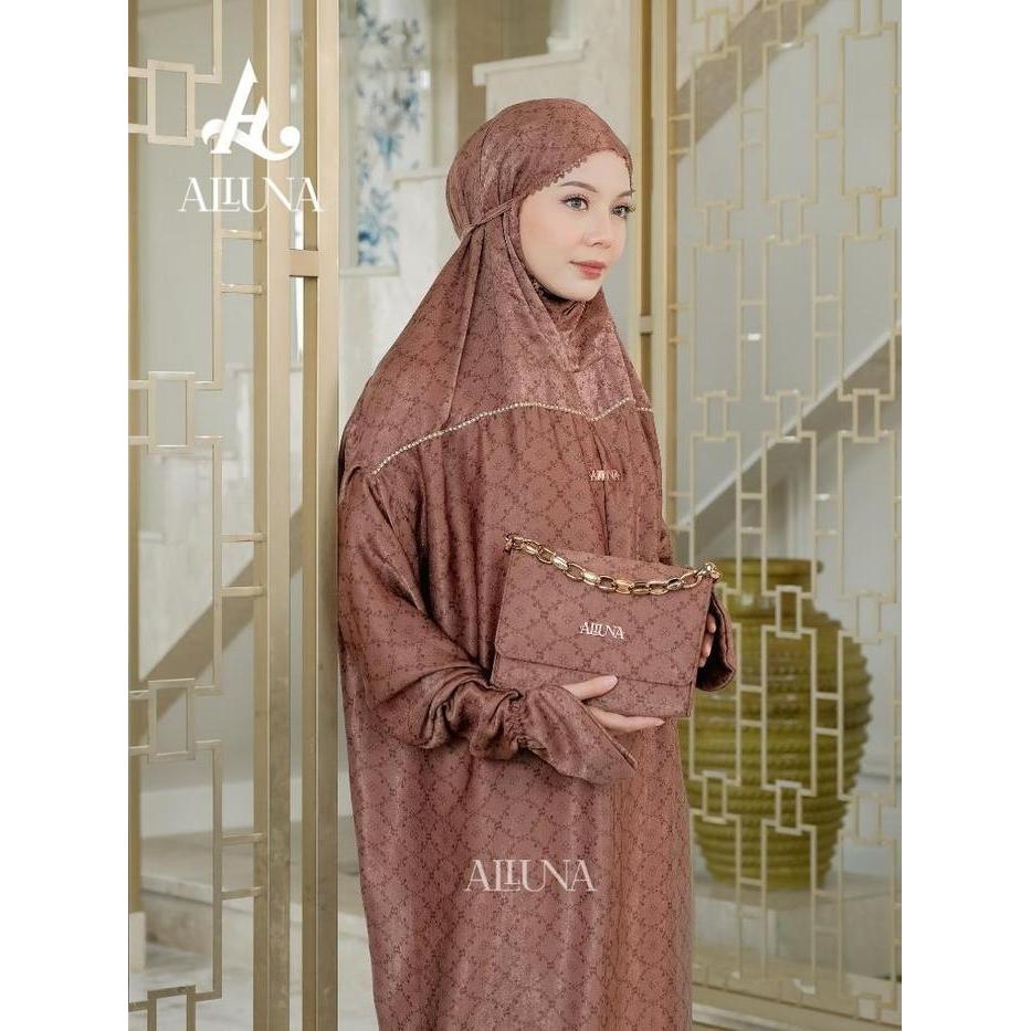 Top ALLUNA - Mukena Dewasa Terusan Santorini Silk Kayza Series Traveling