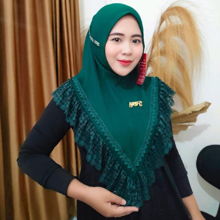 Sedia hijab fo bergo instan alisha renda mewah