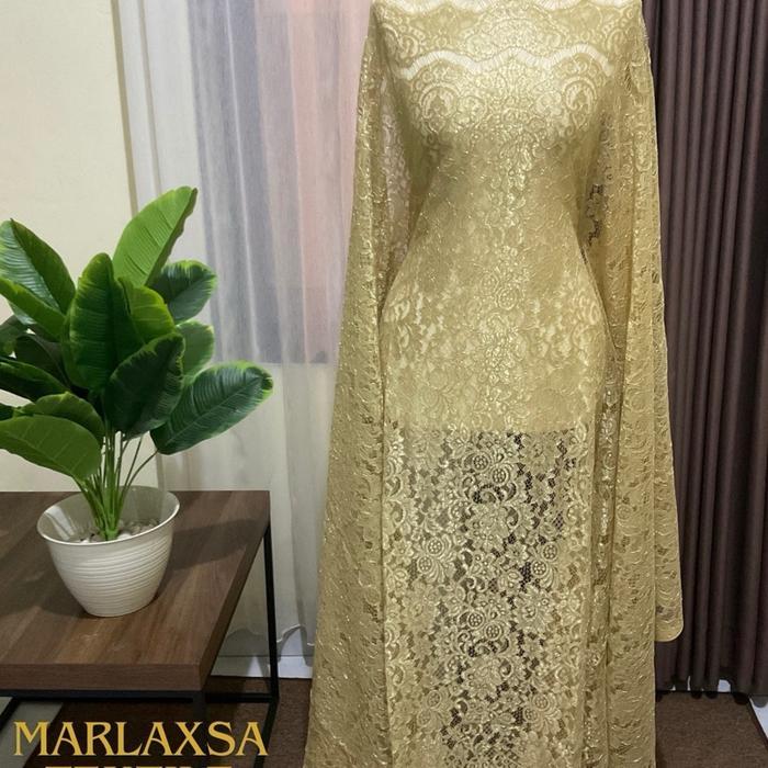 KAIN BROKAT PREMIUM SEMI PRANCIS METALIK GOLD L PANEL KAIN BROKAT