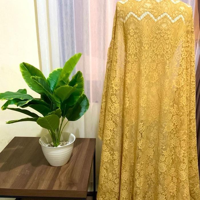 KAIN BROKAT PREMIUM / CORD L PANEL SEMI PRANCIS KUNING / GOLD / KAIN KEBAYA