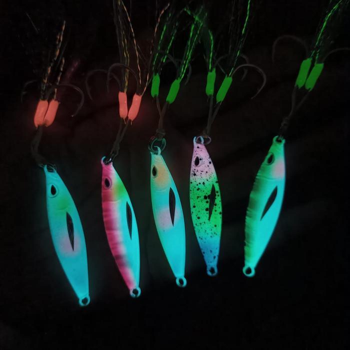 Micro jig plus assist hok iseama micro jig 20g 25g 30gram full fosfor gid metal jig koika micro jig