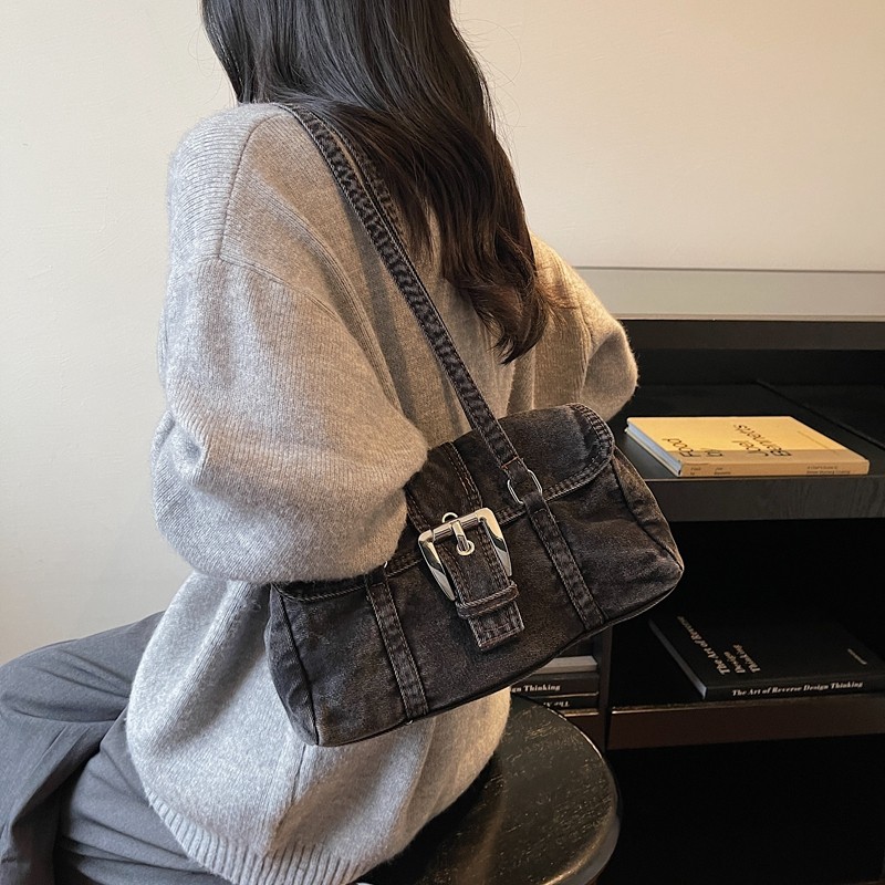 Chic Flap Denim Women's Bag Vintage Shoulder Bag Shopping Messenger Bag Y2K Eco Bag Korean Tote Bag
