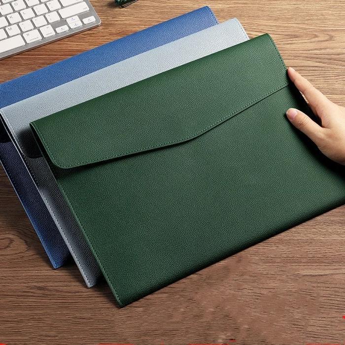 A4 Paper Portable Leather File Bag Fashion File Bag Thickening Button Waterproof Business Office