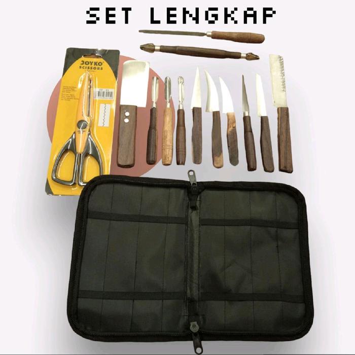 pisau garnish lengkap / pisau garnish full set pisau ukir buah dan sayur lengkap Tahan Lama Black
