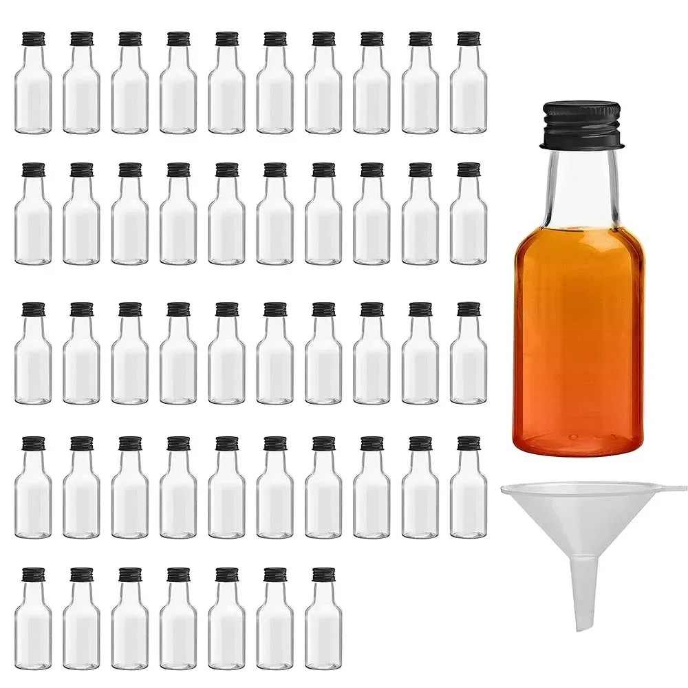 Mini Liquor Bottles Reusable Plastic 30ml Empty Spirit Bottle for Easy Pouring, Filling Miniature