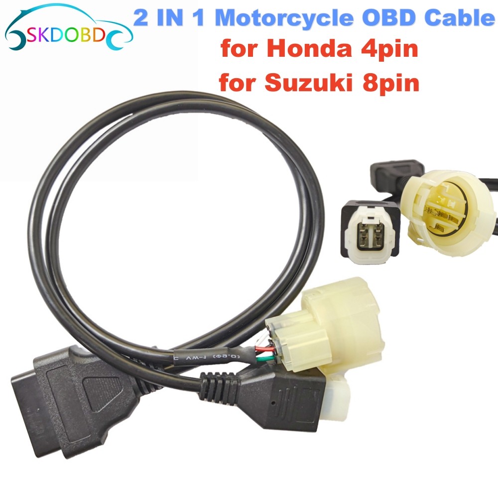 FLASH SALE    Newest for Honda 4pin Suzuki 8pin OBD2 Motorcycle Wire Diagnostic Connector Cable 2 in