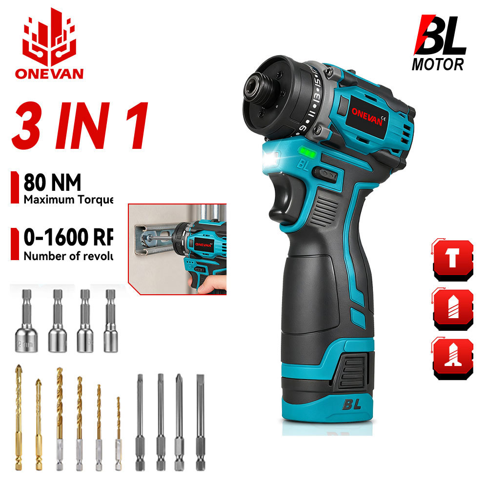 ONEVAN Brushless Electric Screwdriver Cordless Handheld Lightweight Household screwdriver Wood