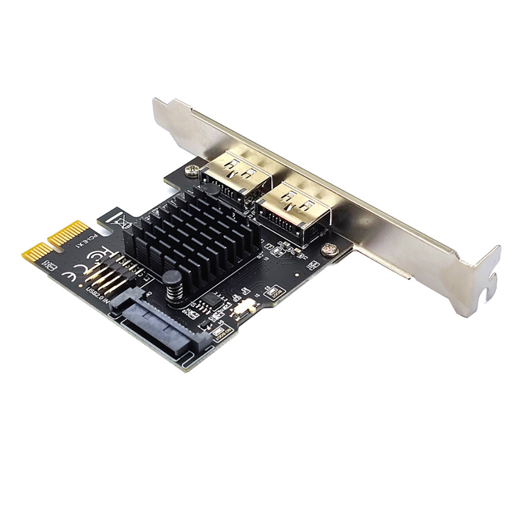 6Gbps PCI-E PCI-Express x1 to Dual Power Over eSATA + USB Expansion Card USB 2.0 9pin SATA 15pin