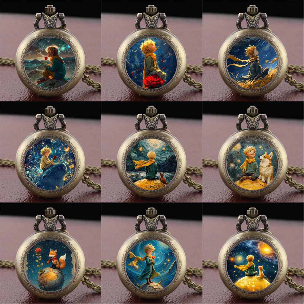 Retro - Style Prince - Themed Necklace Pendant Pocket Watch Necklace Pendant Accessory Pocket Watch