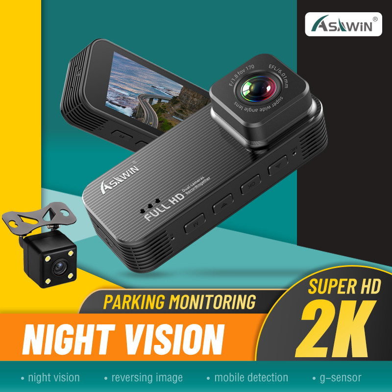Asawin A4 Kamera Mobil Mode Parkir 24 Jam Depan dan Belakang Lensa Ganda Pemantauan Mobil Fhd 1080P 