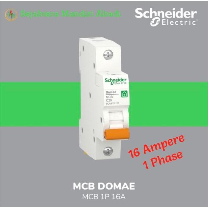 Promo Mcb 16 Ampere 1 Phase Domae 6Ka Schneider Original Merlin Gerin