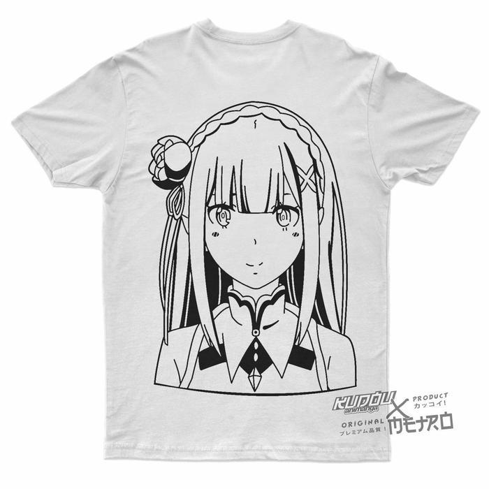 Kaos Oversize Rezero Emilia White Color Anime Re : Zero Unisex
