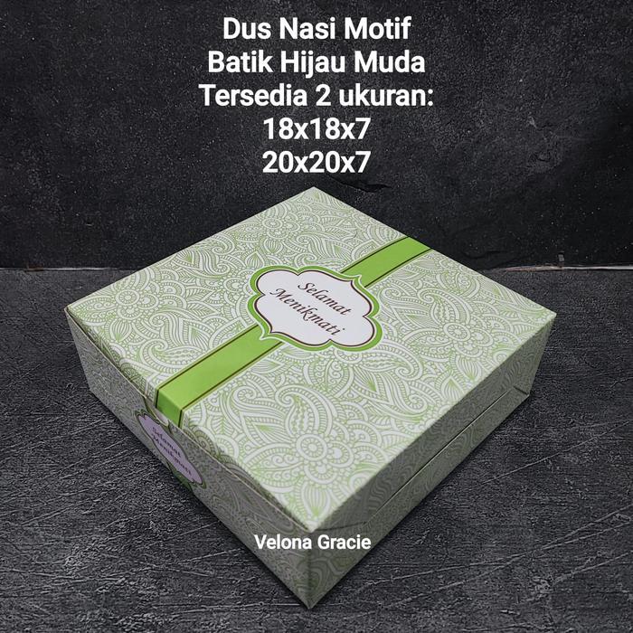 Dus Nasi 20X20 Motif Batik Hijau Muda Isi 50 Pcs Gs Box Besek