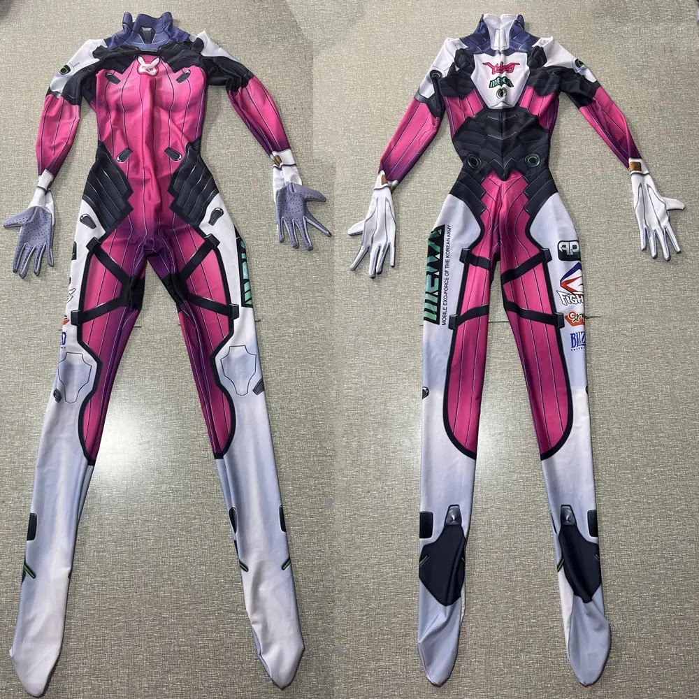 Female D.Va Watermelon Skin Cosplay Costumes Superhero Zentai Suit Dva Halloween Bodysuit S Party