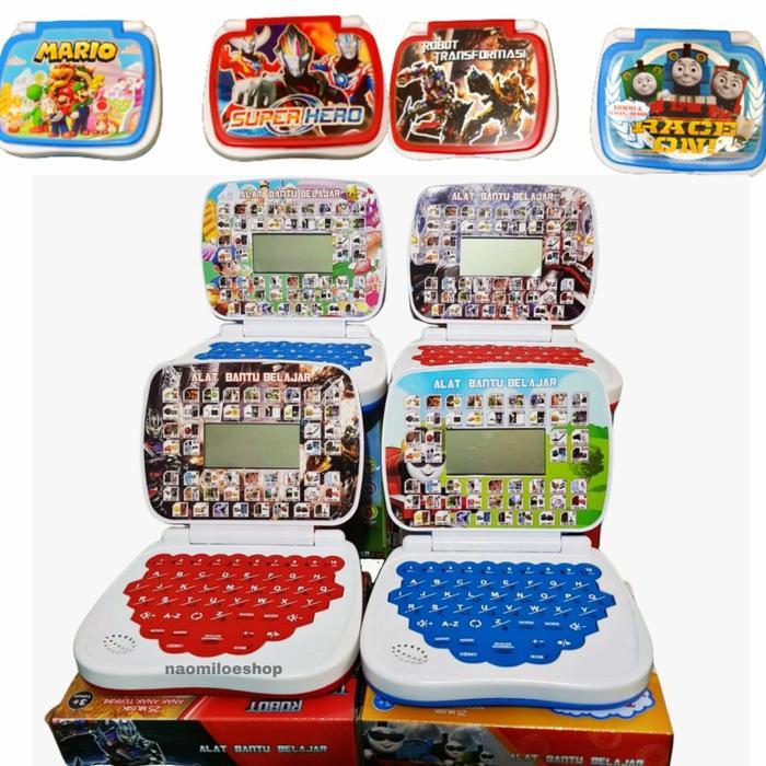 LAPTOP LAYAR COWOK Mainan laptop 4 bahasa dengan layar mainan edukasi