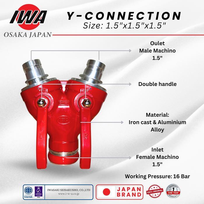HEMAT IWA - Y-Connection / Double Handle Fire Hose Divider Pembagi Aliran Air Pemadam Kebakaran