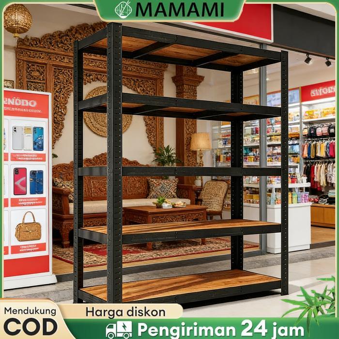 PROMO Rak Besi Siku 3/4/5/6 Susun Rak Gudang Rak Susun Besi Serbaguna Rak Susun Besi Lubang Rak