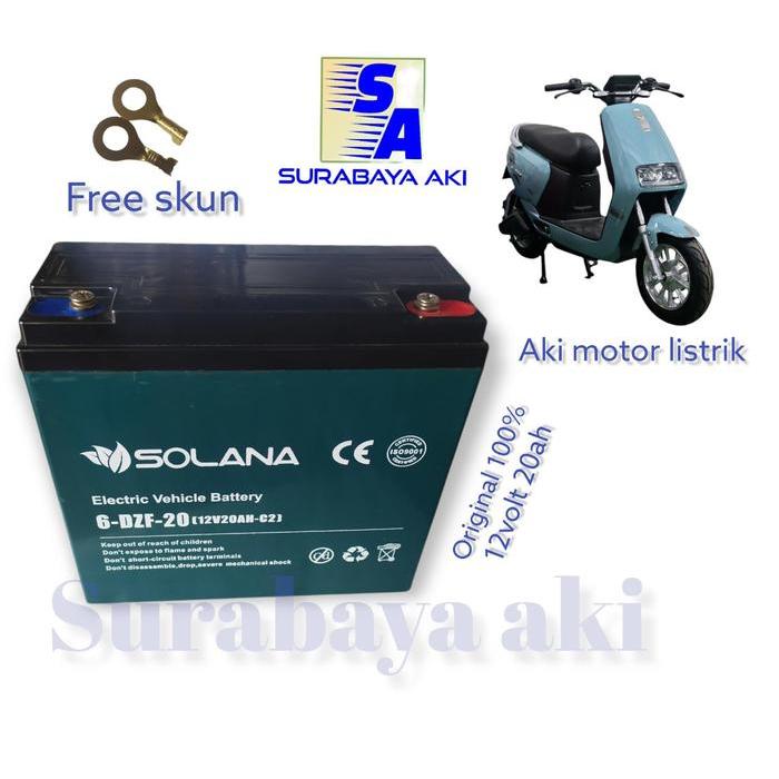 Terlaris Aki Sepeda Listrik 6Dzm20 Atau 12V 20Ah Motor Listrik Uwinfly Solana