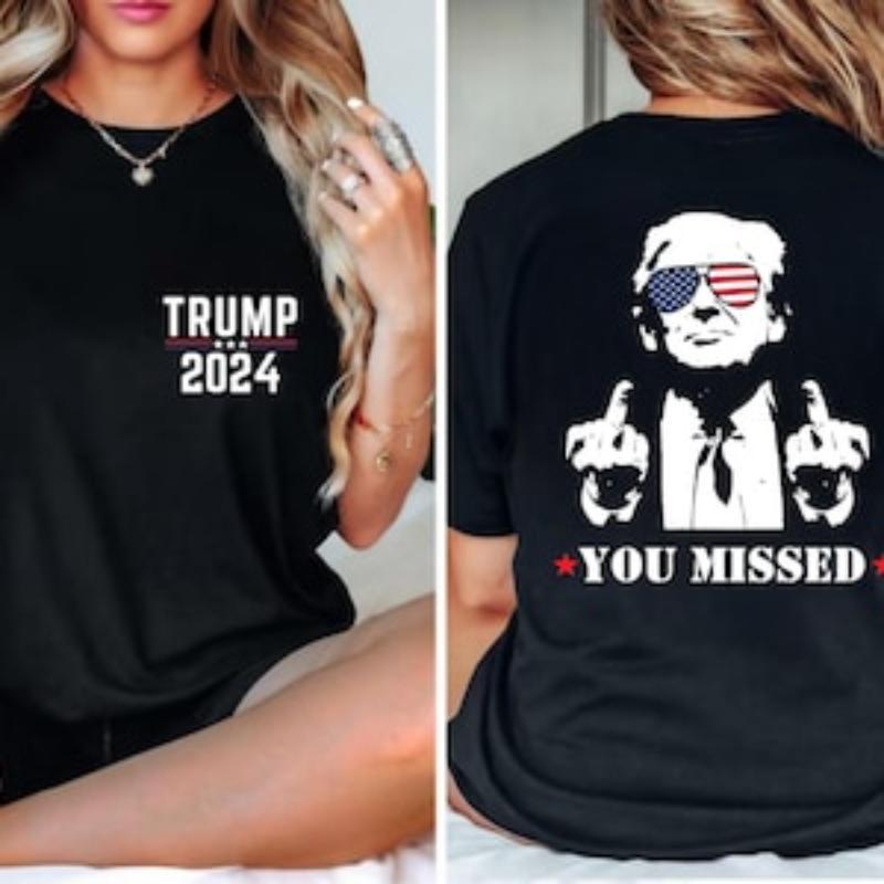 Trump Shirt, You Missed Trump Shirt, Assassination Attempt Trump T-Shirt, Middle Fingers Trump Tee, 
