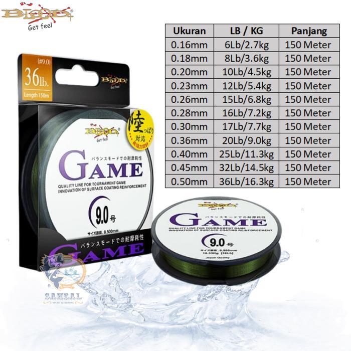Senar Pancing Halus dan Kuat Blood-X Game 150M Warna Hijau Lumut